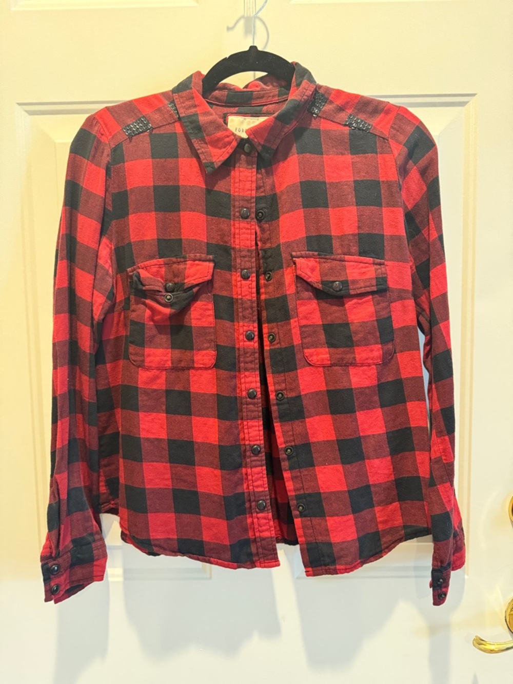 Forever 21 Red and Black Plaid Button-Down Shirt
